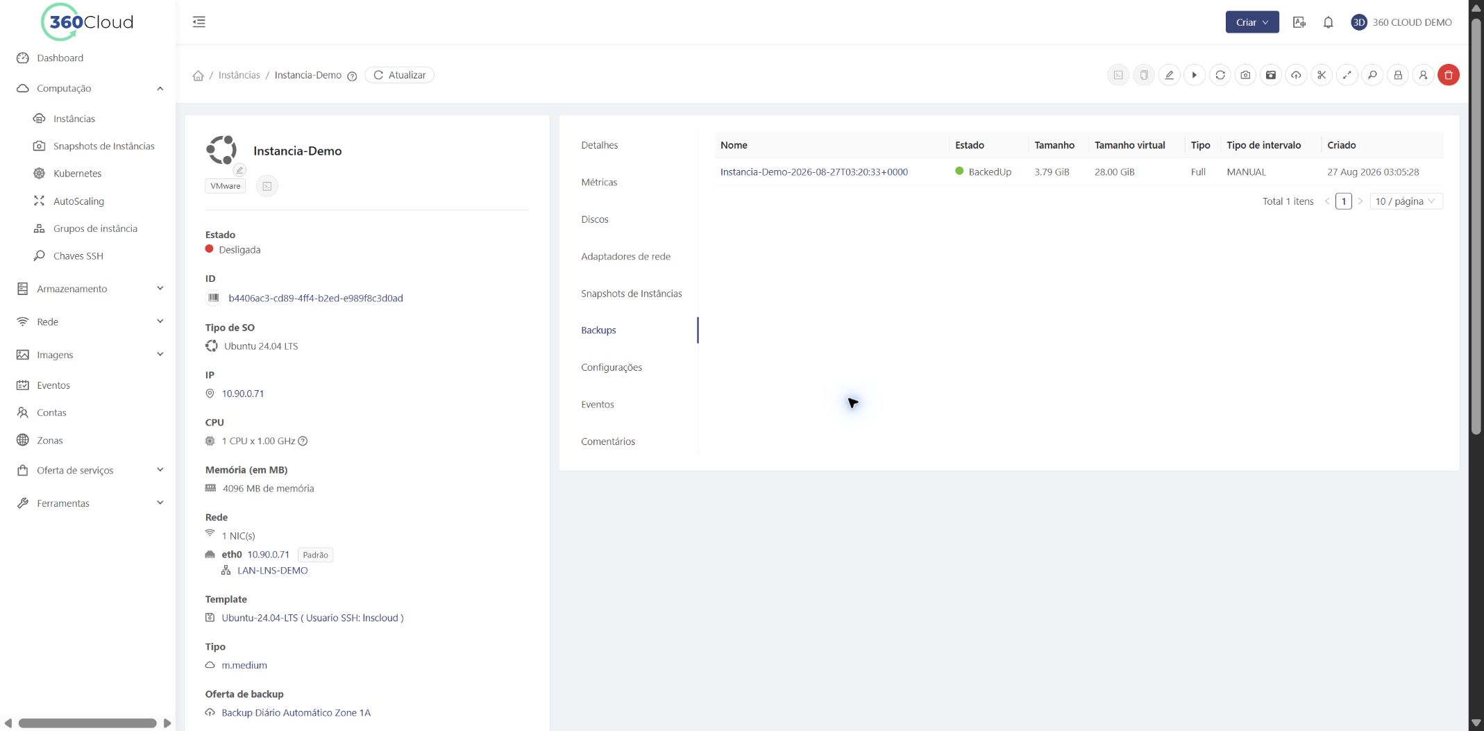 Guia Backups da Instancia-Demo